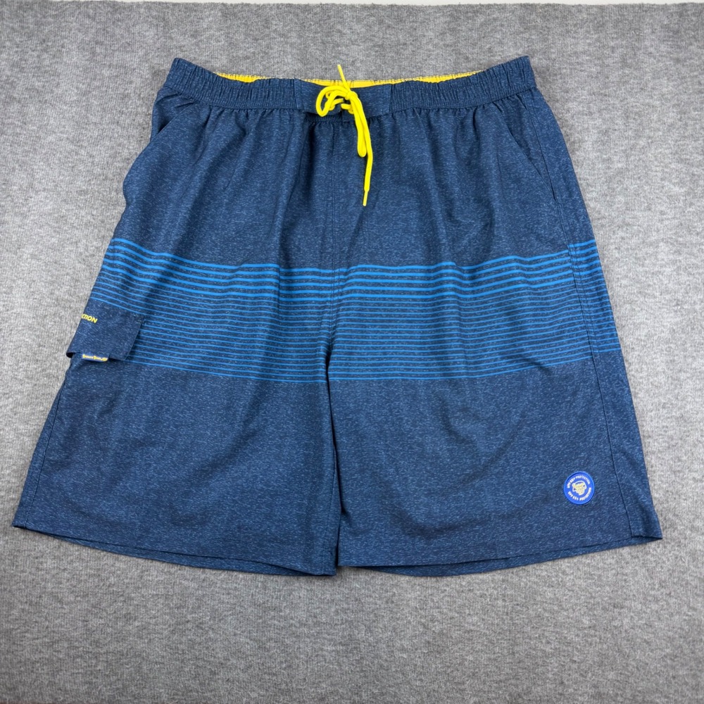 Banana Boat Swim Trunks Mens 3XL Blue Striped UPF‎ 50+ Board Shorts Pocket